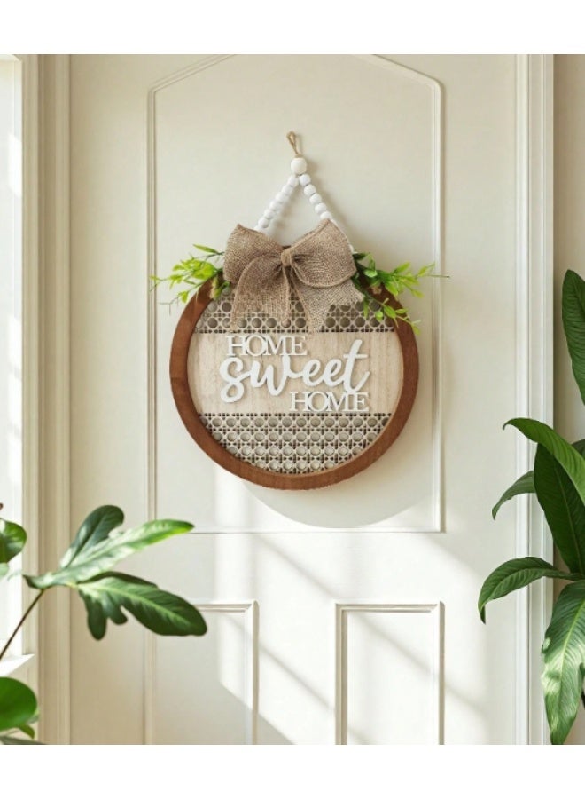 Decorhills Welcome Sign Front Door with “Home Sweet Home” Quote, Farmhouse Front Door Wreath, Wooden Welcome Door Decoration for Porch, Entryway, Home Decor - Image 1